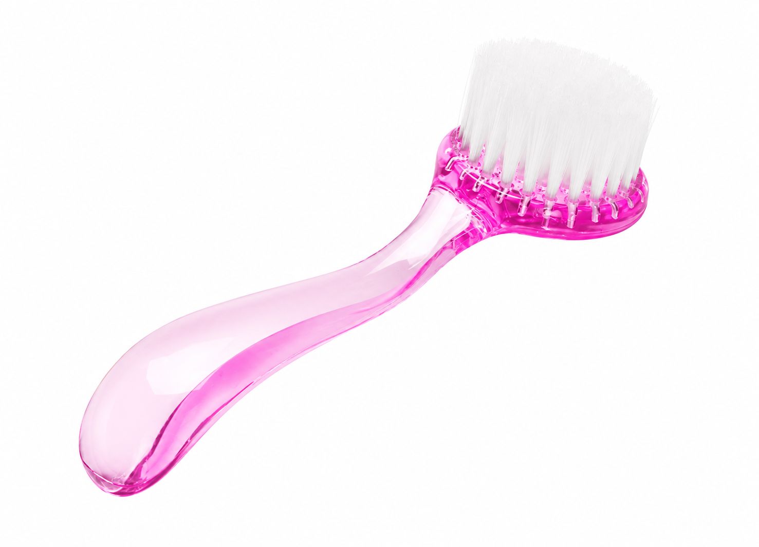 Cepillo para manicura rosa con mango y cerdas blancas