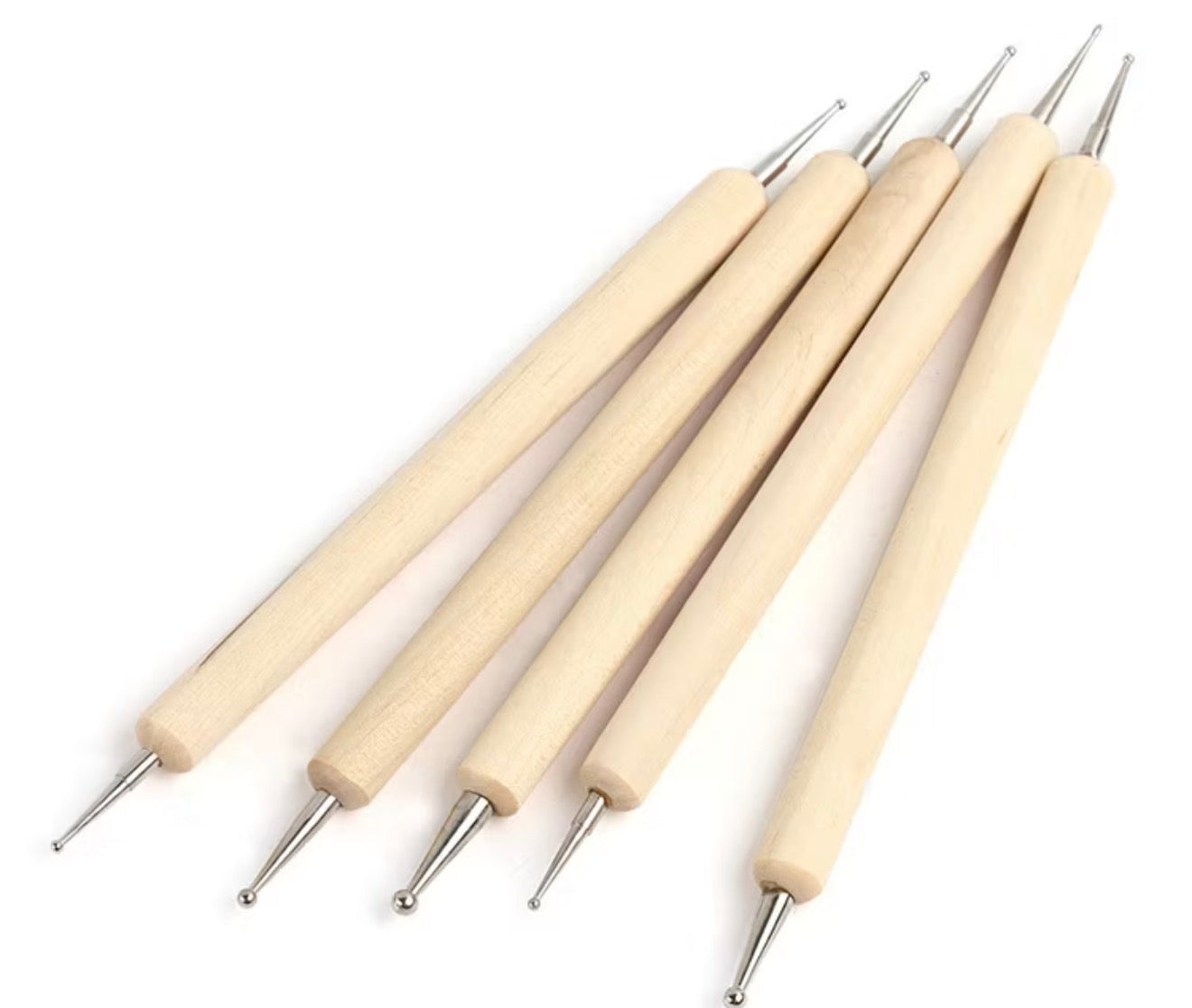 Set de 5 dotting tools de doble punta con mango de madera