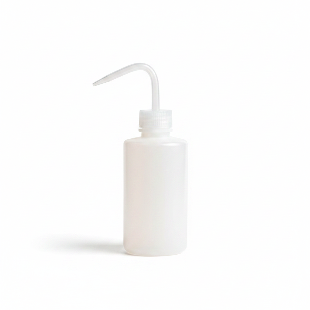 Botella dispensadora blanca con pico curvo de 250ml